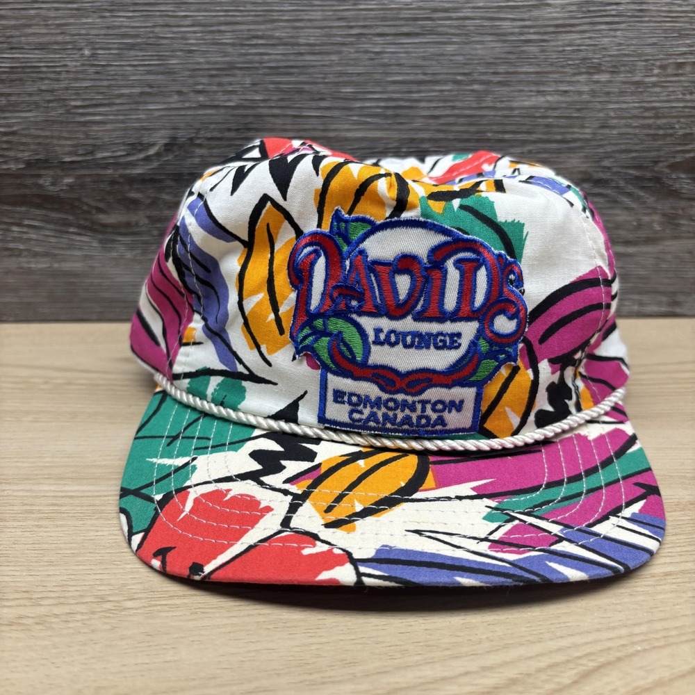 Vintage Davids Lounge Hat Cap Snap Back Mens Colorful Floral Edmonton Canada 90s